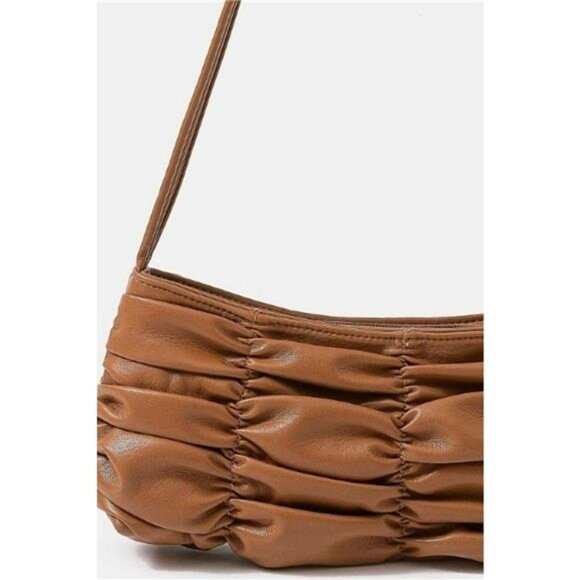 Fame Segmented Pleated Faux Leather Hand Bag - Picture 3 of 3